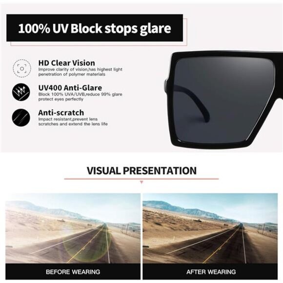 3 pieces Sunglasses Large Frame Retro Square glasses